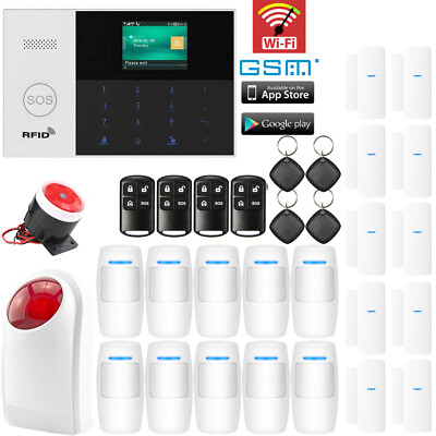 #ad S58 WiFi APP GSM SMS RFID Wireless Kits Home Security Alarm SystemStrobe Light $191.89