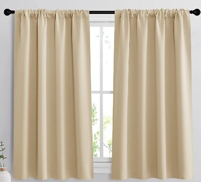 #ad Two 2 RYB HOME Beige Room Darkening Window Curtain Panels 42quot; x 63quot; $48.00
