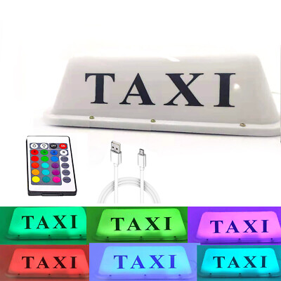 #ad Taxi Cab Roof Top Car Remote Change Illuminated Logo Topper Rechargeable 7 Color $31.27