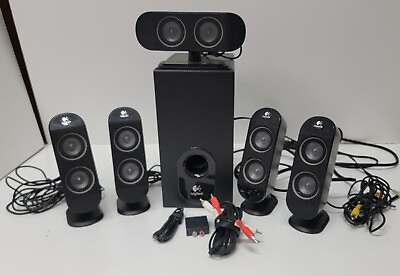 #ad Logitech X 530 5.1 Surround Sound System with 1 Subwoofer 5 Speakers Extras $76.97