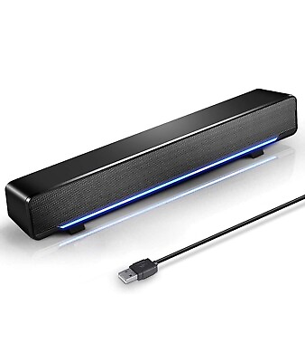 #ad Soundbar USB Powered Sound Bar Speakers for Computer Desktop Laptop PC Black $20.99
