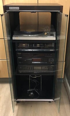 #ad VINTAGE 1980#x27;S PIONEER 5 COMPONENT MOBILE HOME STEREO GLASS CABINET SYSTEM $350.00