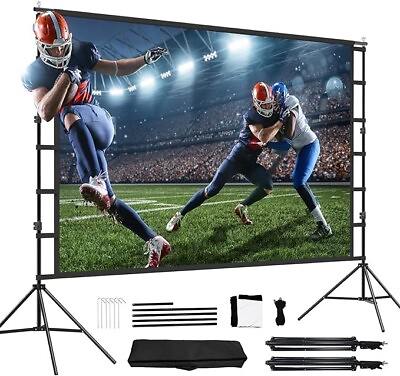 #ad 12 Foot Projector Screen and Stand 150 in. Large Indoor Movie Projection Screen $79.99