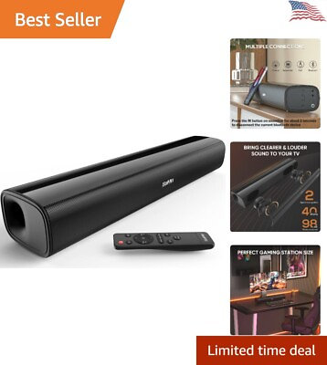 #ad Ultra Compact Soundbar for TV 40 Watts Bluetooth Optical AUX Loud Audio $59.98