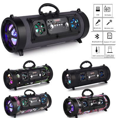 #ad New Portable Wireless LED Bluetooth Speakers Stereo Loud Bass Subwoofer w FM $28.99