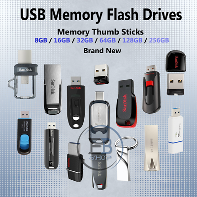 #ad USB Flash Drive 8gb 16gb 32gb 64gb 128gb Memory Stick Photo Music Video lot Fast $30.99