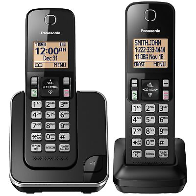 #ad PANASONIC Expandable Cordless Phone System Backlit Display Call Block 2 Handsets $30.67