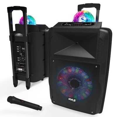 #ad Pyle 700W Bluetooth PA Speaker System Flashing LED Lights Portable Battery $165.99