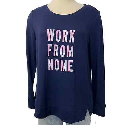 #ad Kate Spade Work From Home Top Navy Blue Long Sleeve Size: Medium NWT $28.00