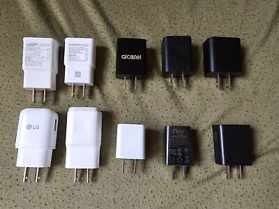 #ad Lot of 10 USB Power Adapter Charger Block Samsung LG etc Universal Black White $24.99