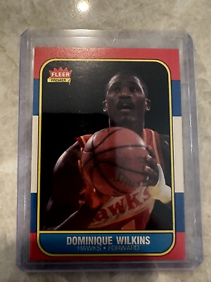 #ad 1986 87 Fleer Dominique Wilkins NBA Basketball Card #121 RC Atlanta Hawks Rare $69.99