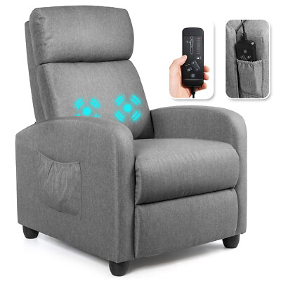 #ad Massage Recliner Chair Single Sofa Fabric Padded Seat Theater Home w Footrest $199.99