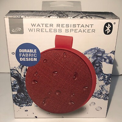 #ad New iLive Red Water Resistant Wireless Bluetooth Speaker $8.00