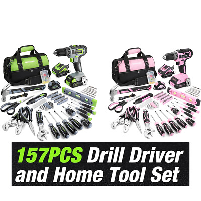 #ad WORKPRO Home Tool Set with Power Drill 157PCS Power Drill Sets With Tool Bag NEW $94.99