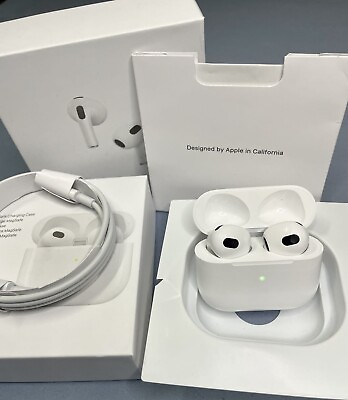#ad APPLE AIRPODS 3RD GENERATION BLUETOOTH WIRELESS EARBUDS CHARGING CASE NICE $33.33