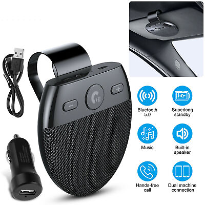 #ad Wireless Bluetooth 5.0 Speakerphone Speaker Phone Visor Clip Hands Free Car Kit $17.98