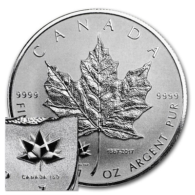 #ad 1 2017 Canada $5 1oz Silver Maple Leaf * 150 ANNIVERSARY PRIVY *Rev Proof Coin $49.99