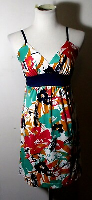#ad Women#x27;s JOHNNY MARTIN Blue Green Spaghetti Strap Dress Size S NWT $22.40