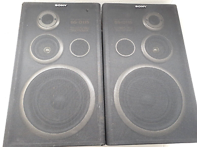 #ad #ad Pair of Sony SS D115 Bookshelf Speakers 3 Way Black Wood 6 OHM 70W *TESTED* $49.88