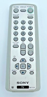 #ad Sony Silver TV Vintage Remote Control Battery AA Model RM Y194 Working $19.95