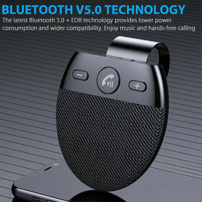 #ad Bluetooth 5.0 Wireless Speakerphone Speaker Phone Visor Clip Hands Free Car Kit $17.16