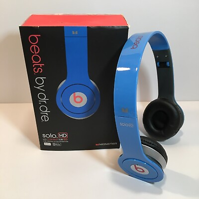 #ad Beats By Dr. Dre Solo HD Wired Over The Ear Headphones Blue With Red Working $29.95