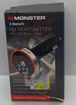 #ad Monster Bluetooth FM Transmitter with LED Accent Ring $13.98