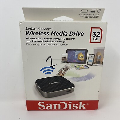 #ad GENUINE SanDisk Connect Wireless Media Drive 32GB SDWS1 032G $35.00