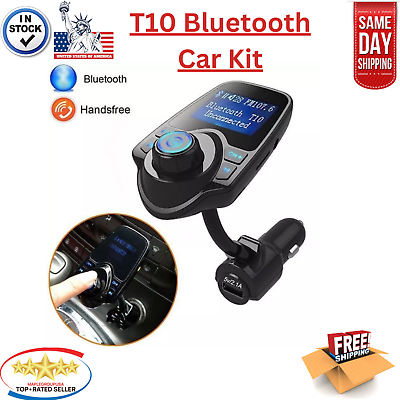 #ad T10 Car Wireless Bluetooth FM Transmitter MP3 Player Hands Free Calling USB Port $16.99