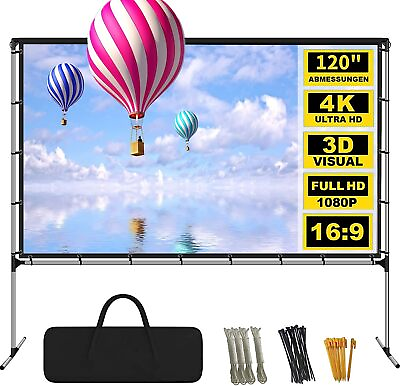#ad 100quot; 120quot; Foldable Projector Screen with Stand 16:9 with Carry Bag $34.80