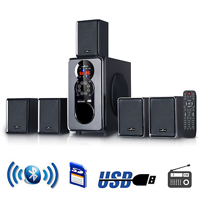 #ad beFree Sound 5.1 Channel Surround Sound Bluetooth Speaker System in Black $155.99