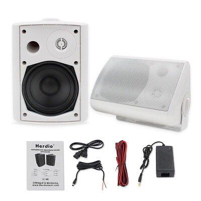 #ad Herdio 5.25quot; Outdoor Patio Bluetooth Speakers Waterproof Wired Wall Mount System $79.41