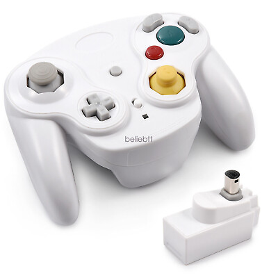 #ad Gamecube Controller Wireless With Adapter Wavebird for Classic Wii GC NGC White $17.49