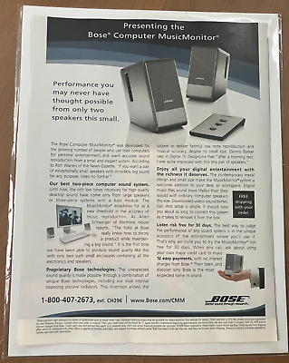 #ad Bose Computer MusicMonitor Vintage Print Ad Poster Wall Art CLEAN $9.75