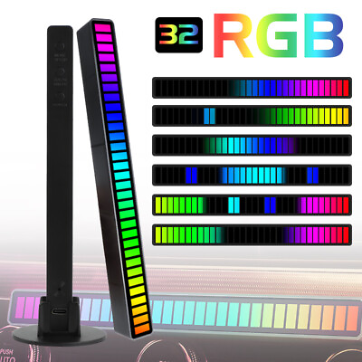 #ad RGB 32 LED Car Atmosphere Strip Light Bar Music Sync Sound Control Rhythm Lamp $9.98