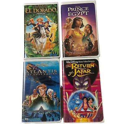 #ad 4 Disney VHS Children#x27;s Movie Jafar Atlantis El Dorado Prince of Egypt $24.88