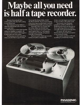 #ad 1967 Panasonic System Maker Model RS 766 Four Track Stereo tape Deck VINTAGE Ad $8.95