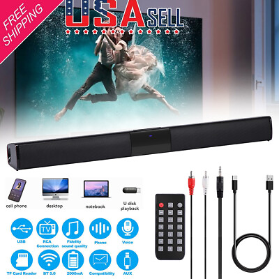 #ad Wireless Surround Sound Bar 4 Speaker System Bluetooth Subwoofer TV Home Theater $29.88