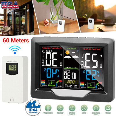 #ad Home Weather Station Clock Wireless Indoor Outdoor Temperature Humidity Gauge $29.99