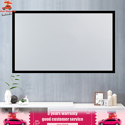 #ad 130inch Aluminum Fixed Frame 16:9 Projector Screen White Home Theater TV Movies $141.55