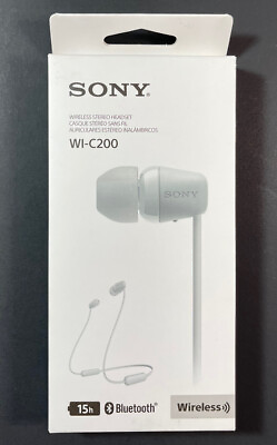 #ad Official Sony Bluetooth Wireless Stereo Headset WI C200 White NEW $37.58
