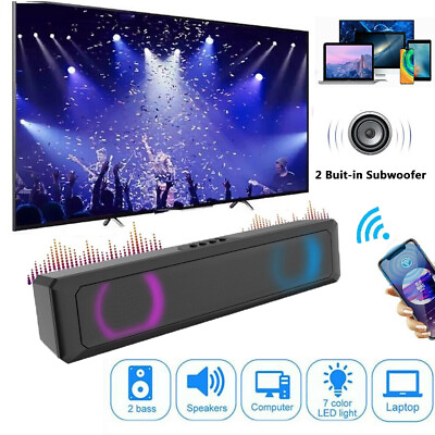 #ad Surround Sound Bar RGB Speaker System Wireless Bluetooth Subwoofer Home Theater $19.99