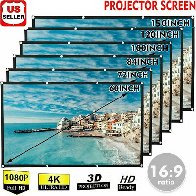 #ad Portable Foldable Projector Screen 16:9 HD Outdoor Home Cinema Theater 3D Movie $9.98