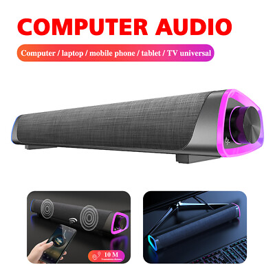 #ad Wired Bluetooth 5.0 Dual Speakers Stereo Surround Sound Bar Home Theater Game $40.10