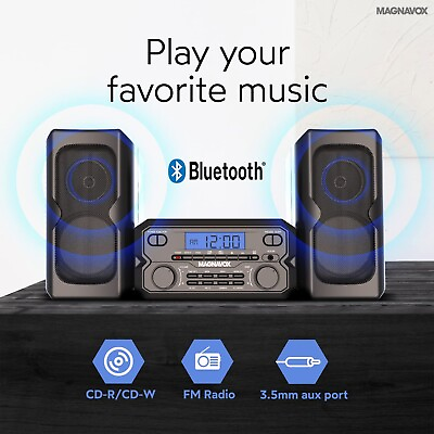 #ad Home Stereo System with Bluetooth CD FM Radio Remote Shelf Audio Bookshelf Black $61.49