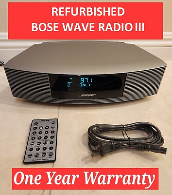 #ad BOSE WAVE RADIO III AM FM Radio 343207 1110 Silver w Remote *Refurbished* $355.00