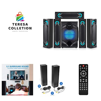 #ad 1RGB 5.1 Channel Surround Sound Home Audio Theater System – for TV Bluetooth... $237.99