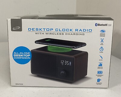 #ad ILive Bluetooth Clock Radio with Wireless Phone Charging SD Card Alarm LCD FM $27.99