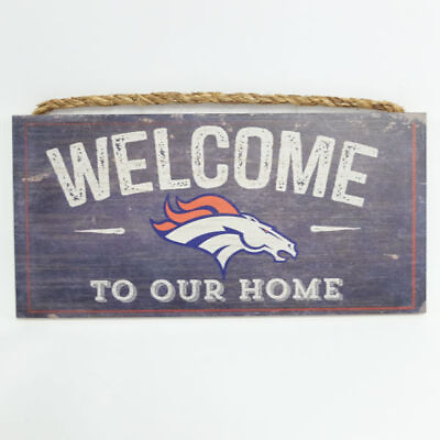 #ad NFL Welcome To Our Home Denver Broncos Wood Sign 12quot; x 6quot; $14.99