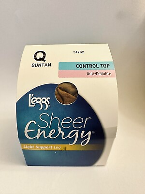 #ad L#x27;eggs Sheer Energy Control Top Anti Cellulite Leg Pantyhose Q Suntan 91732 $11.65